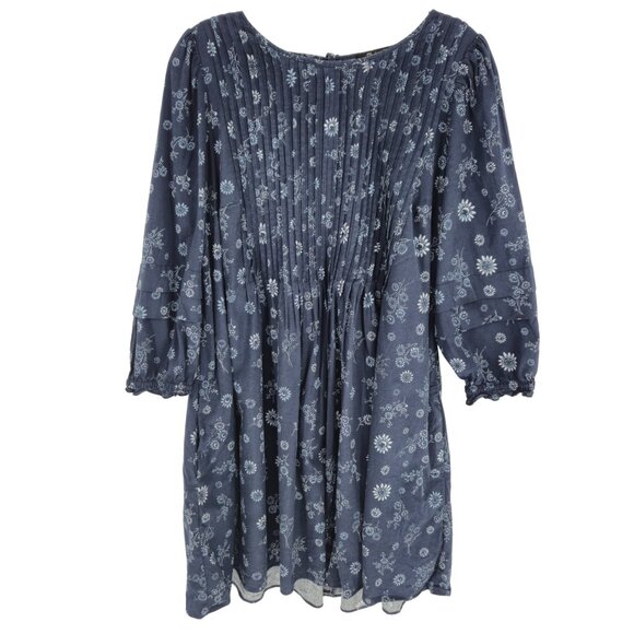 Madewell Pintuck Puff-Sleeve Mini Dress Cottage Floral Sustainable Boho Cotton M - Picture 1 of 16